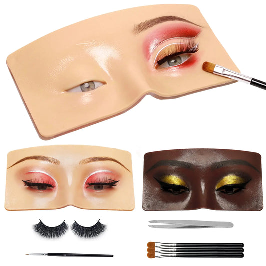 Silicone Eye Makeup Practice Kit with 3D Face Board