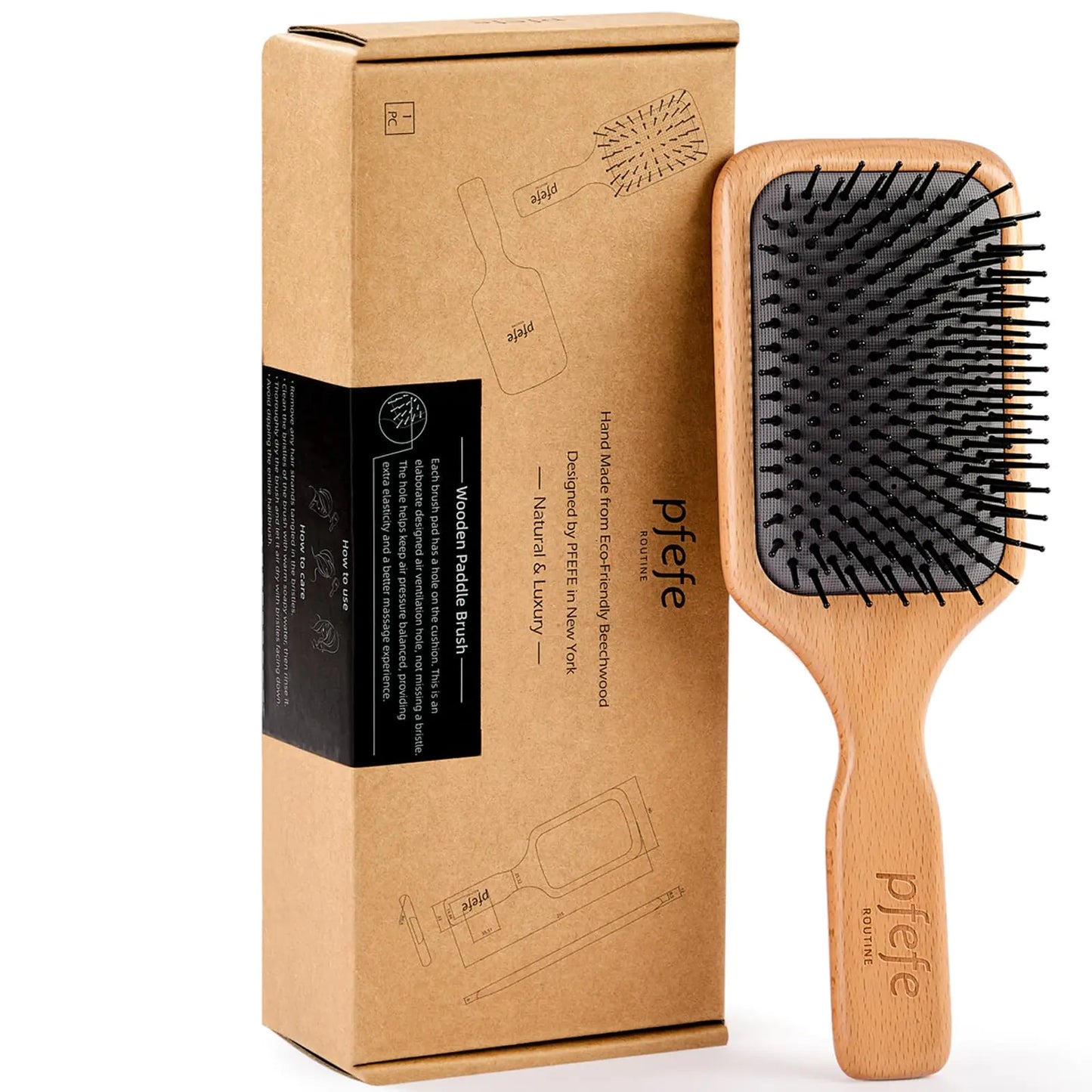 Beechwood Paddle Detangler - Cushioned Hairbrush for All Hair Types