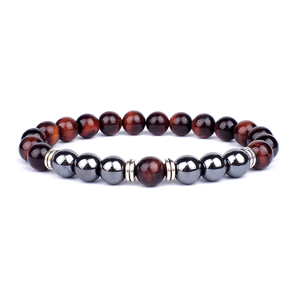 Tiger Eye & Black Agate Men's Bracelet