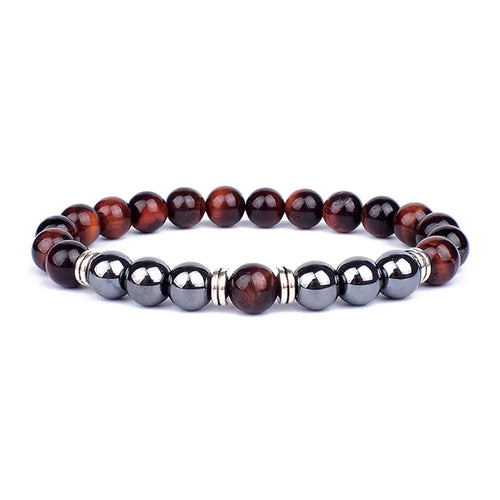 Tiger Eye & Black Agate Men's Bracelet