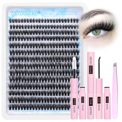 WIWOSEO Fluffy Lash Clusters Kit 40D Fluffy Lash Extension Kit