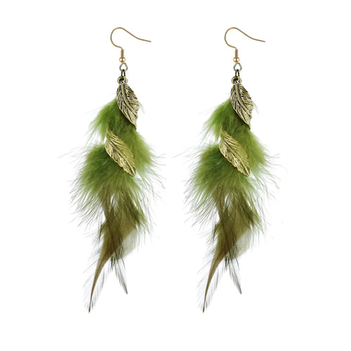 Boho Chic Feather Tassel Earrings
