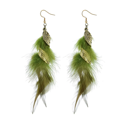 Boho Chic Feather Tassel Earrings