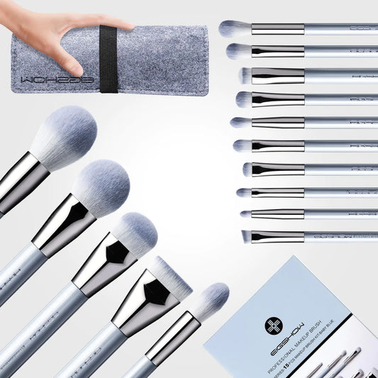 EIGSHOW Elite 15pc Makeup Brush Set & Case - BABYBLUE