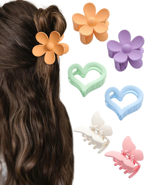 Floral Grip 6-Pack Hair Claw Clips
