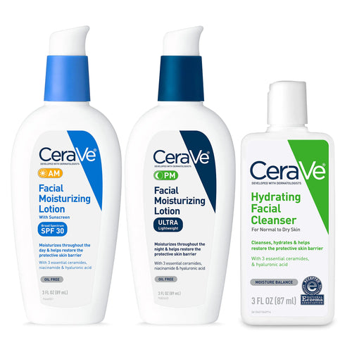 CeraVe Day/Night Skincare Trio: AM SPF Moisturizer, PM Lotion & Hydrating Cleanser