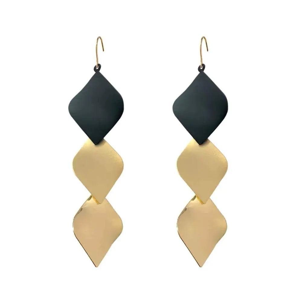 Sleek Square Drop Earrings in Gold
