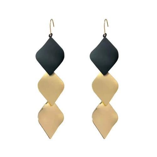 Sleek Square Drop Earrings in Gold
