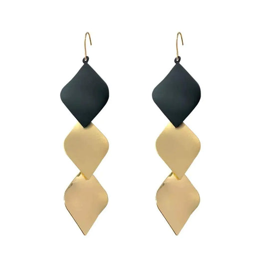 Sleek Square Drop Earrings in Gold