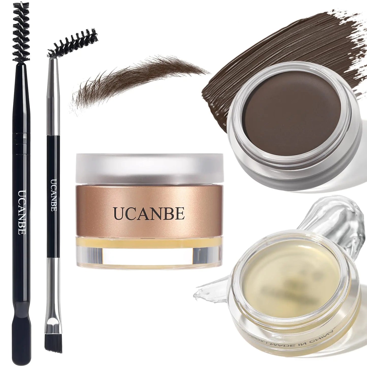 UCANBE Dual Eyebrow Gel & Wax Kit with Brushes