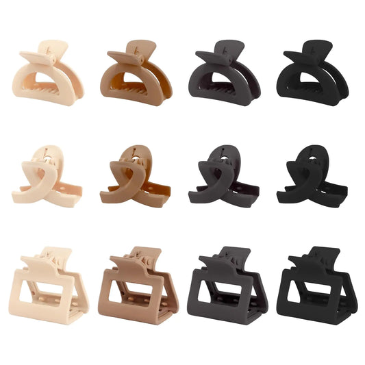 Elegance Mini Hair Claws 12-Pack in Neutral Shades