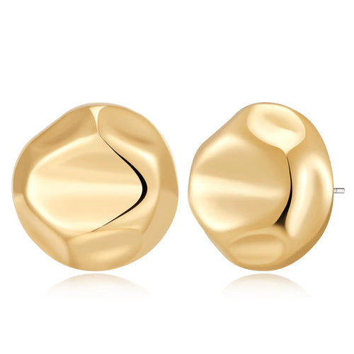 Gold Hammered Half-Ball Stud Earrings