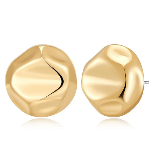 Gold Hammered Half-Ball Stud Earrings
