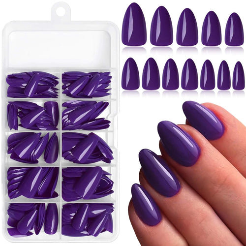 Almond Bliss 240pc Purple Press-on Nails Kit