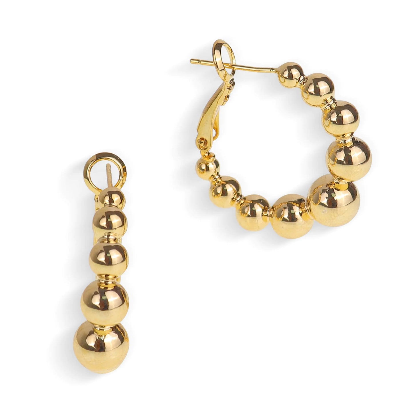 JeanBeau Gold Beaded Huggie Earrings