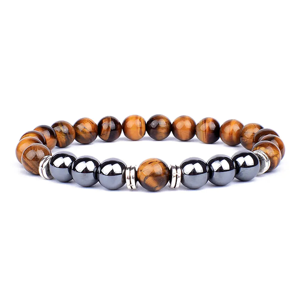 Tiger Eye & Black Agate Men's Bracelet