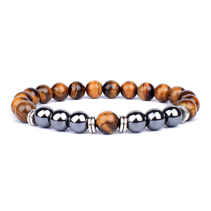 Tiger Eye & Black Agate Men's Bracelet