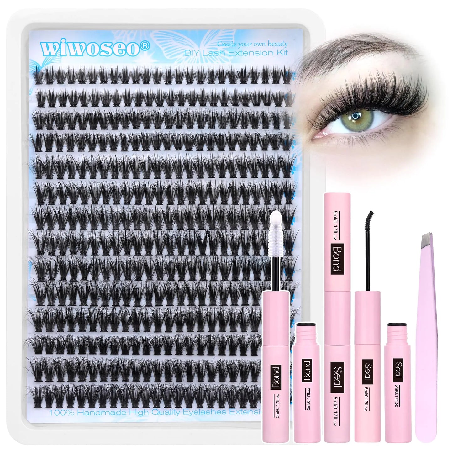 WIWOSEO Fluffy Lash Clusters Kit 40D Fluffy Lash Extension Kit