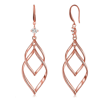 WSKFLY Chic Linear Zirconia Drop Earrings 14k Gold