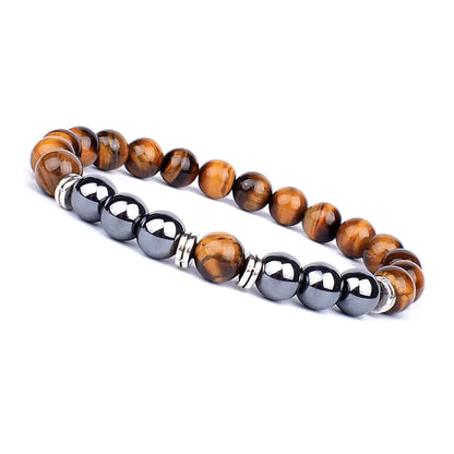 Tiger Eye & Black Agate Men's Bracelet