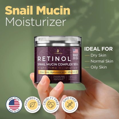 RETINOL Snail Mucin Moisturizer Cream for Day and Night (For Dry & Sensitive Skin)