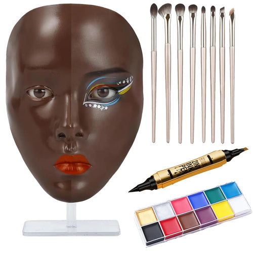 5D Makeup Mannequin Head with Dual Brushes and Eyebrow Pen