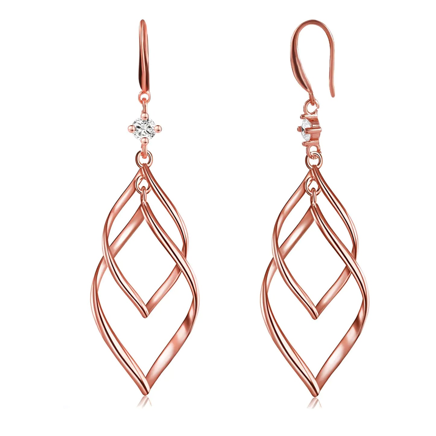 WSKFLY Chic Linear Zirconia Drop Earrings 14k Gold