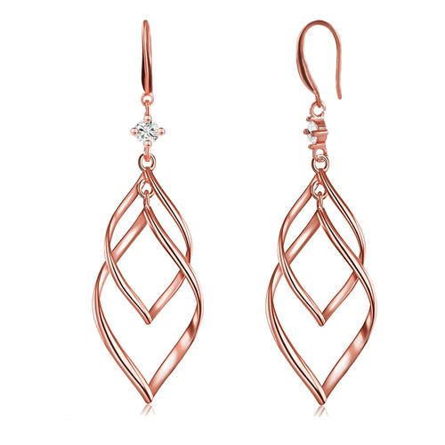 WSKFLY Chic Linear Zirconia Drop Earrings 14k Gold