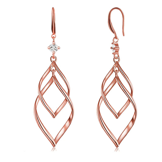 WSKFLY Chic Linear Zirconia Drop Earrings 14k Gold