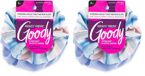 Pain-Free Blue Streak Scrunchies Twin Pack - All Hair Types Secured